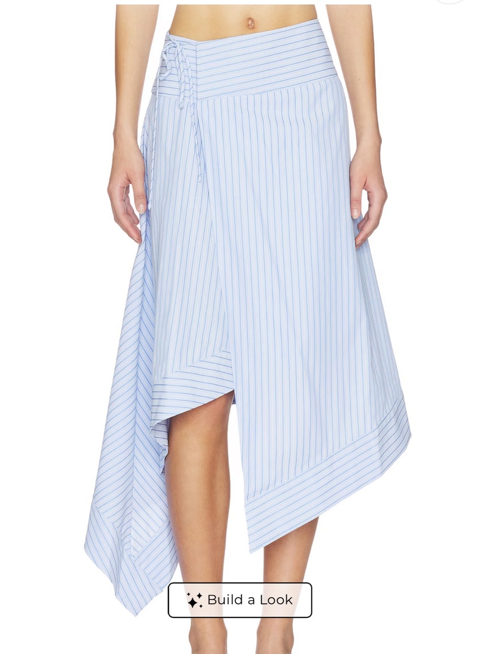 NWT Revolve Asymmetric Light Blue Pinstripe Wrap Skirt
